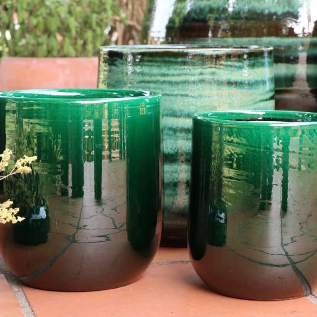 Pot de fleurs artisanal Saint Tropez vert Jade