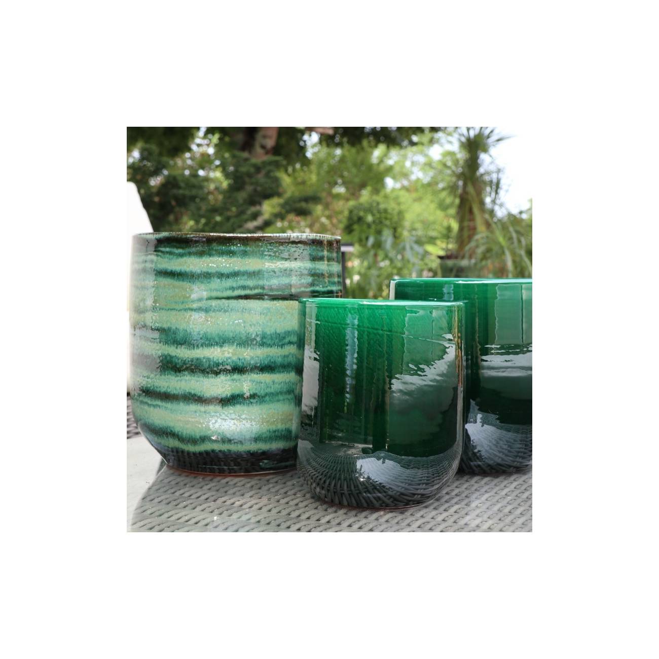 Pot de fleurs artisanal Saint Tropez vert Jade