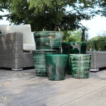 Pot artisanal cuvier haut forme en V Sydney vert Jade