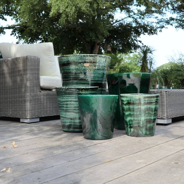 Pot artisanal cuvier haut forme en V Sydney vert Jade