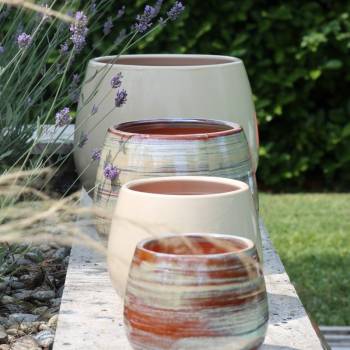 Pot en terre cuite rond Cancale Crème