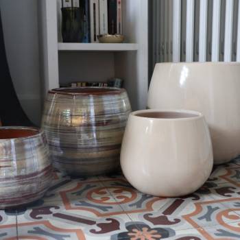 Pot en terre cuite rond Cancale Crème