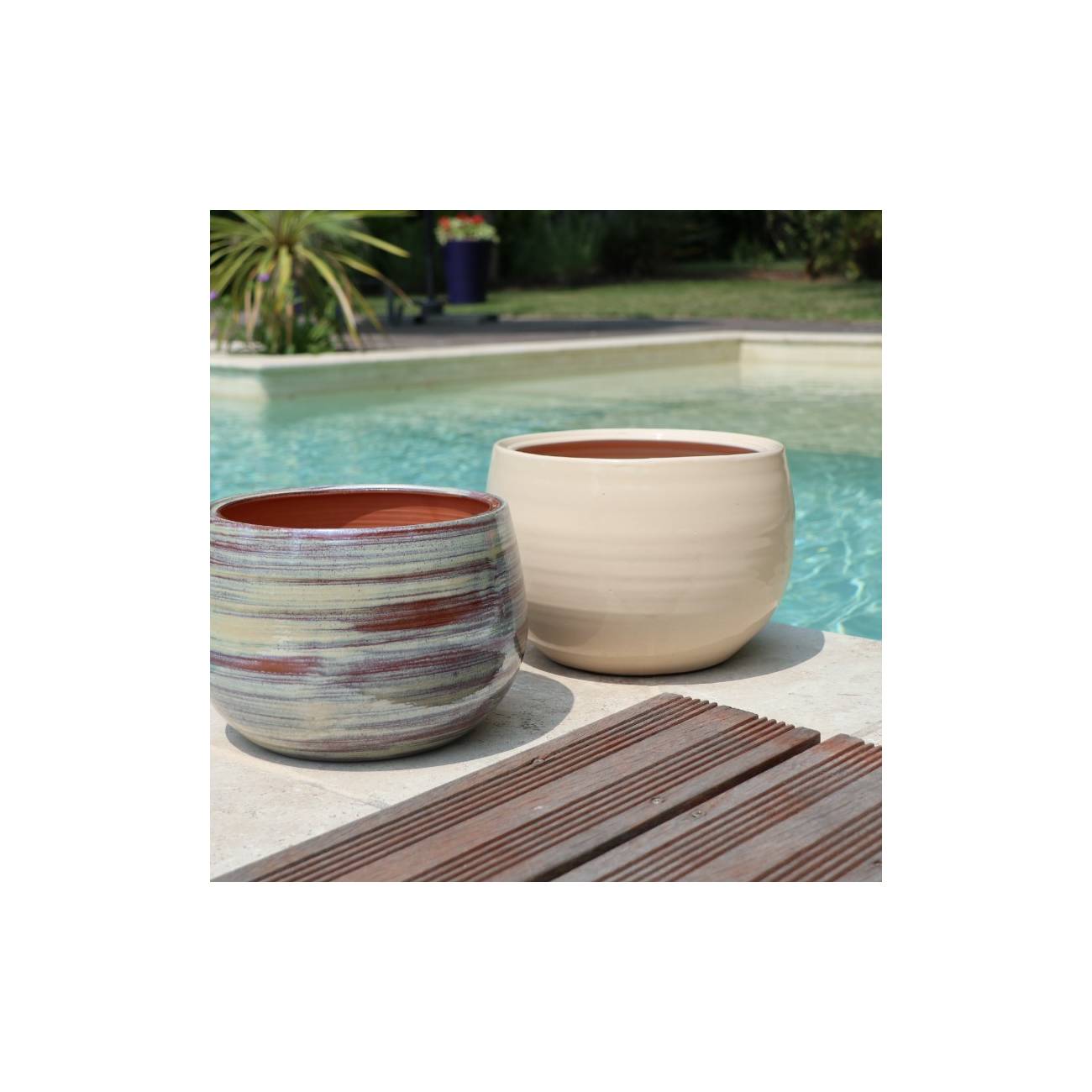 Pot rond à double rebord Le Liseré Crème Noisette