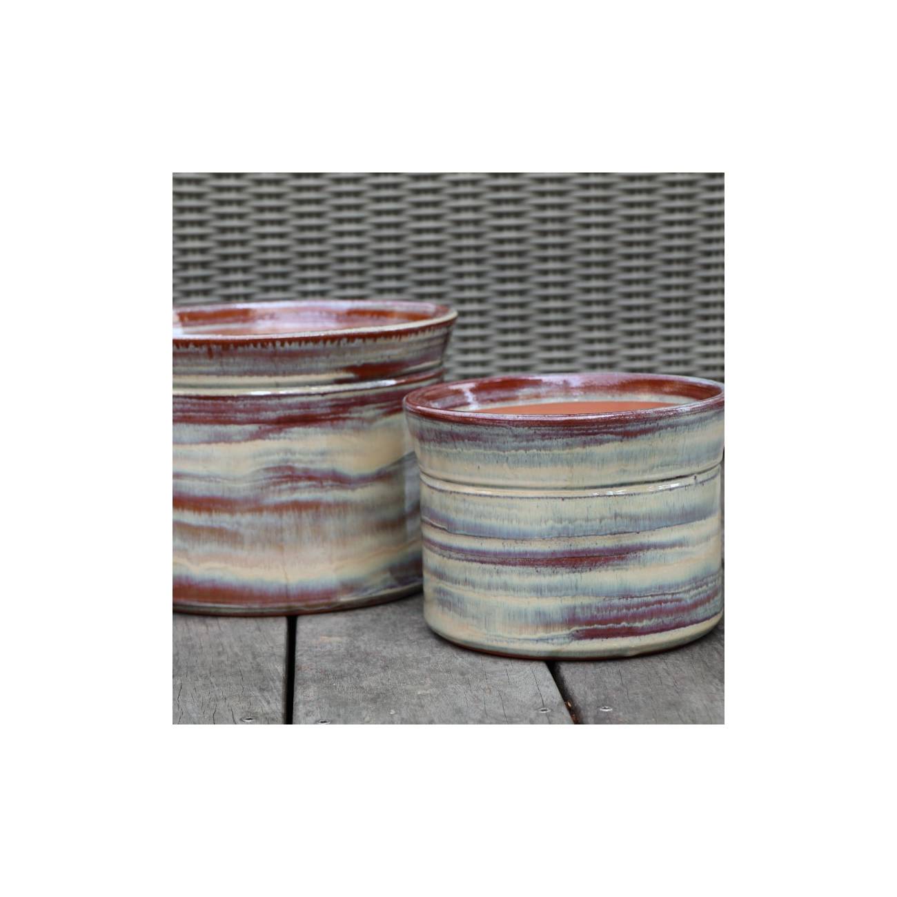 Vase droit artisanal cylindrique col évasé Moreï Crème Noisette