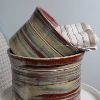 Vase droit artisanal cylindrique col évasé Moreï Crème Noisette