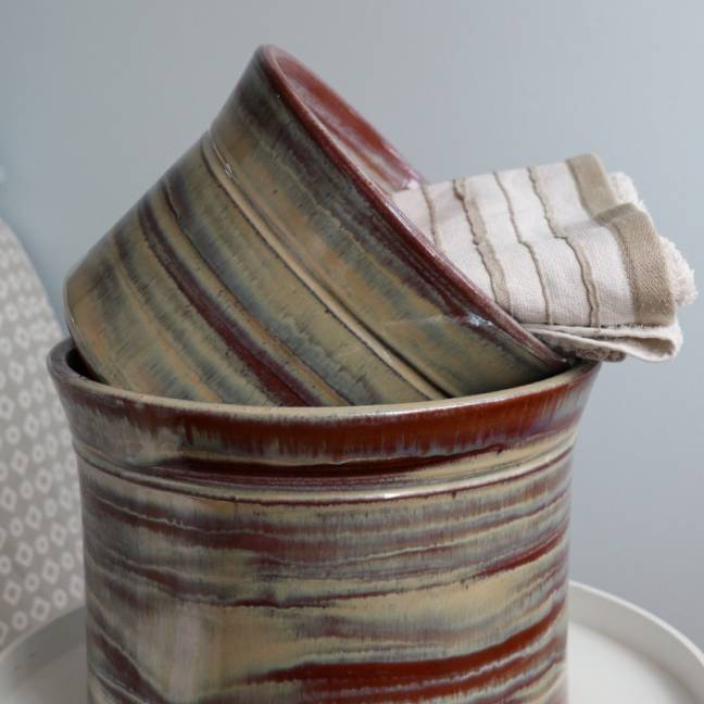 Vase droit artisanal cylindrique col évasé Moreï Crème Noisette