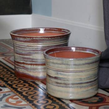 Vase droit artisanal cylindrique col évasé Moreï Crème Noisette