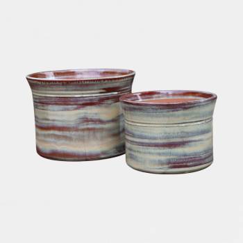 Vase droit artisanal cylindrique col évasé Moreï Crème Noisette