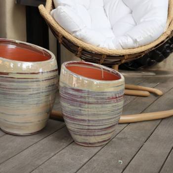 Vase décoratif design asymétrique allongé Orion Crème Noisette