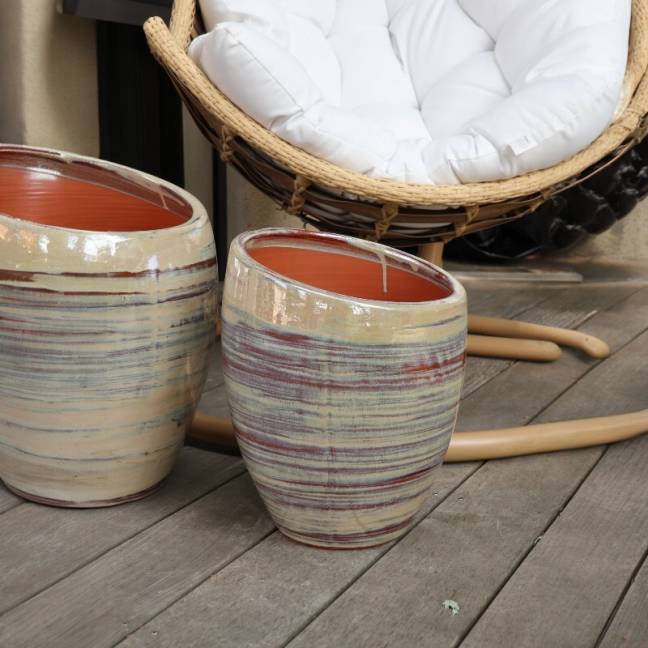 Vase décoratif design asymétrique allongé Orion Crème Noisette
