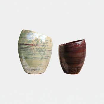Vase décoratif design asymétrique allongé Orion Crème Noisette