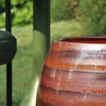 Pot rond large et profond sur plateforme Bahia Châtaigne