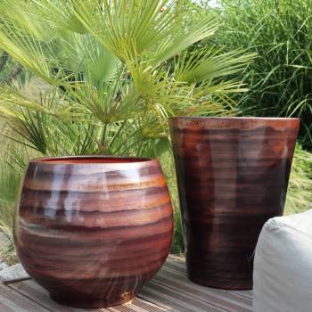 Pot artisanal cuvier haut forme en V Sydney Marron Châtaigne