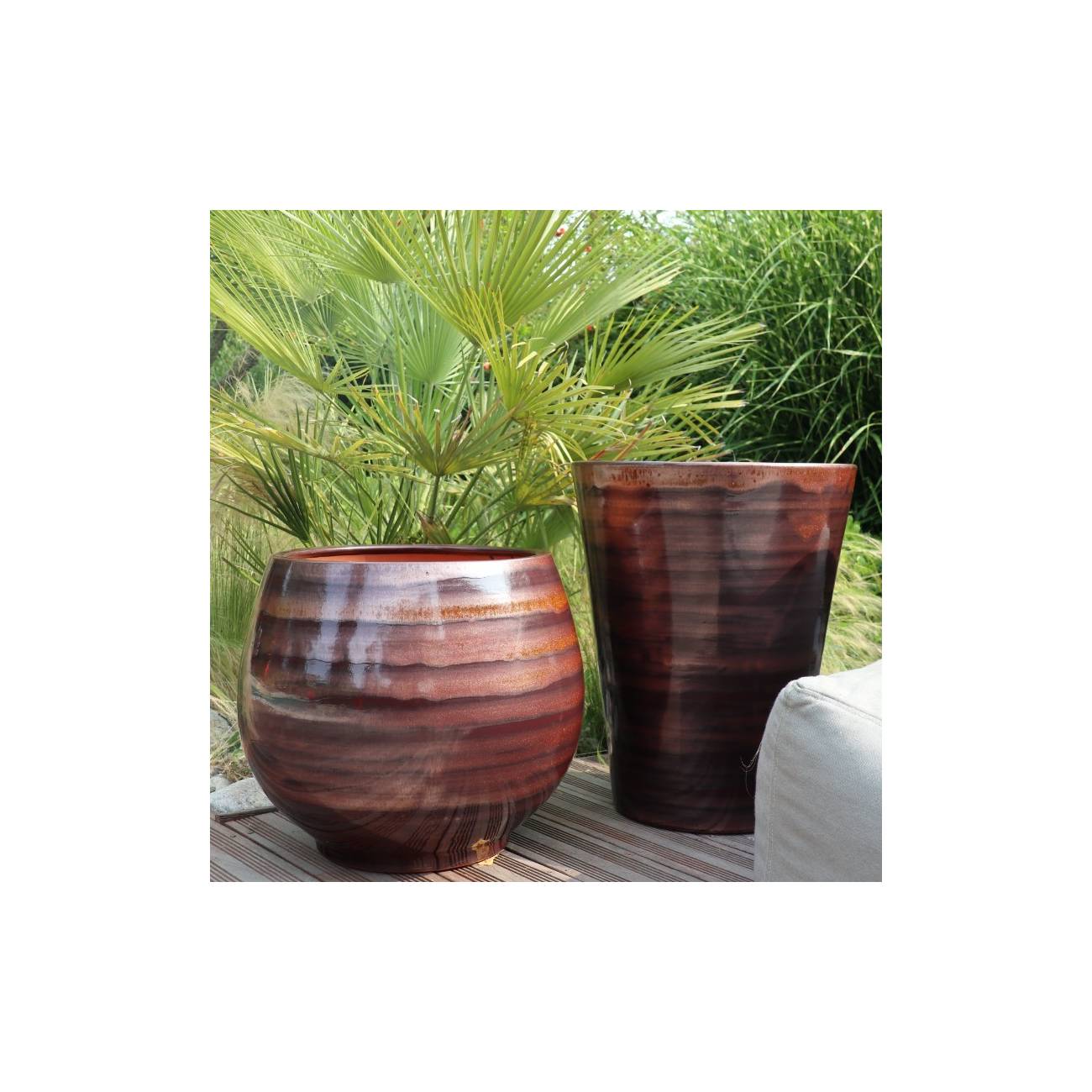 Pot artisanal cuvier haut forme en V Sydney Marron Châtaigne