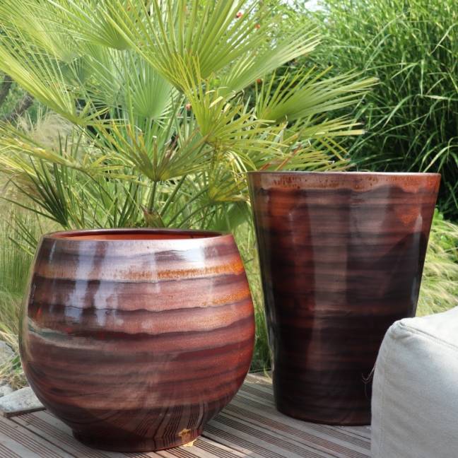 Pot artisanal cuvier haut forme en V Sydney Marron Châtaigne