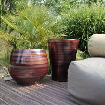 Pot artisanal cuvier haut forme en V Sydney Marron Châtaigne