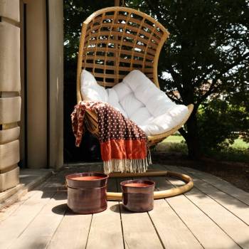 Vase droit artisanal cylindrique col évasé Moreï Marron Châtaigne