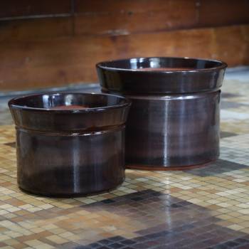 Vase droit artisanal cylindrique col évasé Moreï Marron Châtaigne