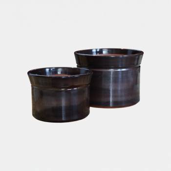 Vase droit artisanal cylindrique col évasé Moreï Marron Châtaigne