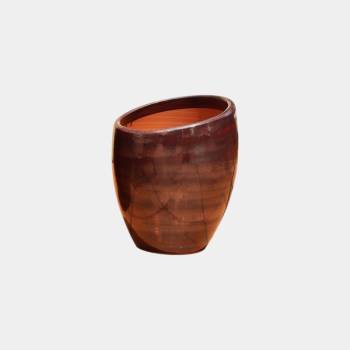Vase décoratif design asymétrique allongé Orion Châtaigne
