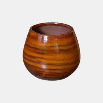 Pot en terre cuite rond et large en forme de U Cancale orange Savane