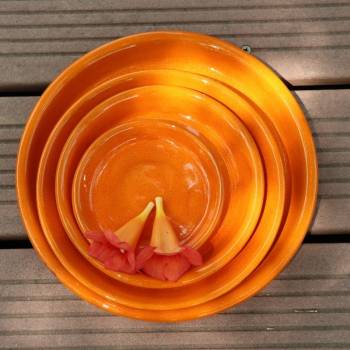 Pot en terre cuite rond et large en forme de U Cancale orange Savane