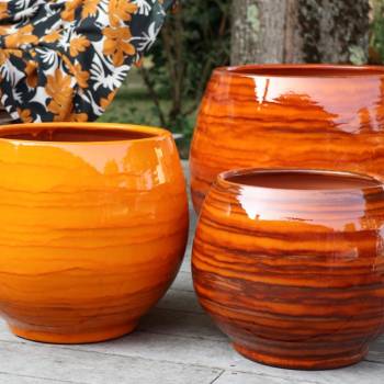 Pot rond large et profond sur plateforme Bahia Savane