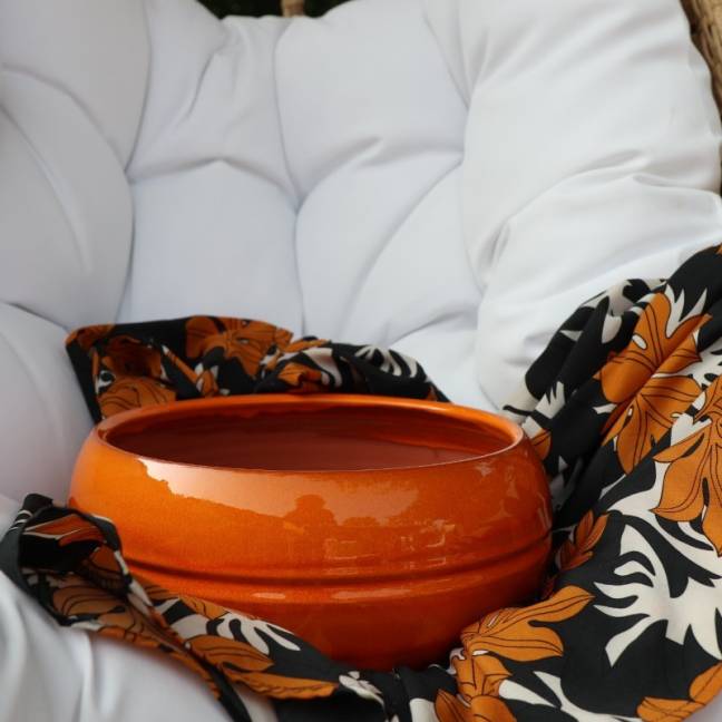 Pot bas et large forme de coupe ou vasque ronde Mélilo Savane