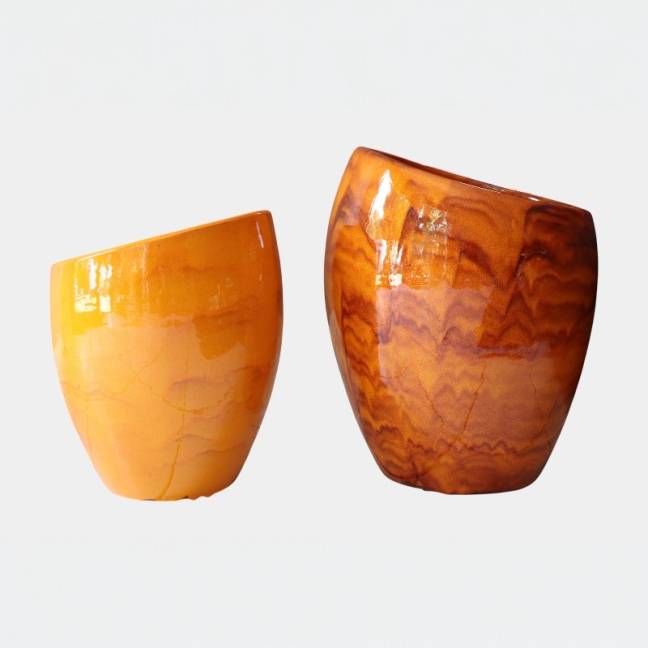 Vase décoratif design asymétrique allongé Orion Savane