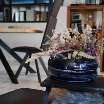 Pot bas et large forme de coupe ou vasque ronde Mélilo Nuit Etoilée