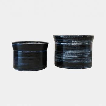 Vase droit artisanal cylindrique col évasé Moreï Nuit Etoilée