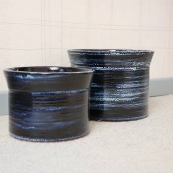 Vase droit artisanal cylindrique col évasé Moreï Nuit Etoilée