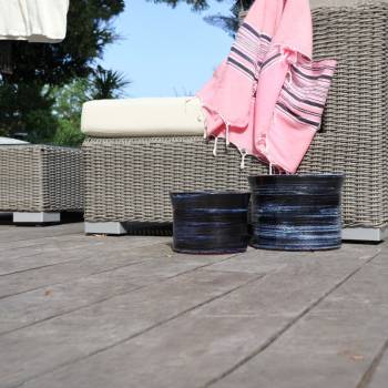 Vase droit artisanal cylindrique col évasé Moreï Nuit Etoilée