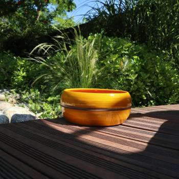 Pot bas et large forme de coupe ou vasque ronde Mélilo Jaune Bronze Ibiza Sunshine