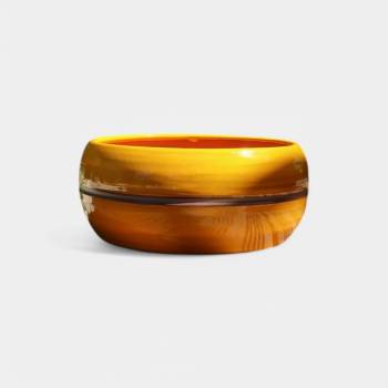 Pot bas et large forme de coupe ou vasque ronde Mélilo Jaune Bronze Ibiza Sunshine