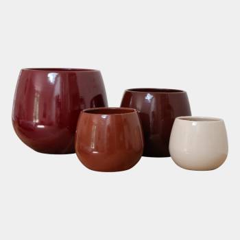Pot en terre cuite rond et large en forme de U Cancale Chocolats & Cerise noire
