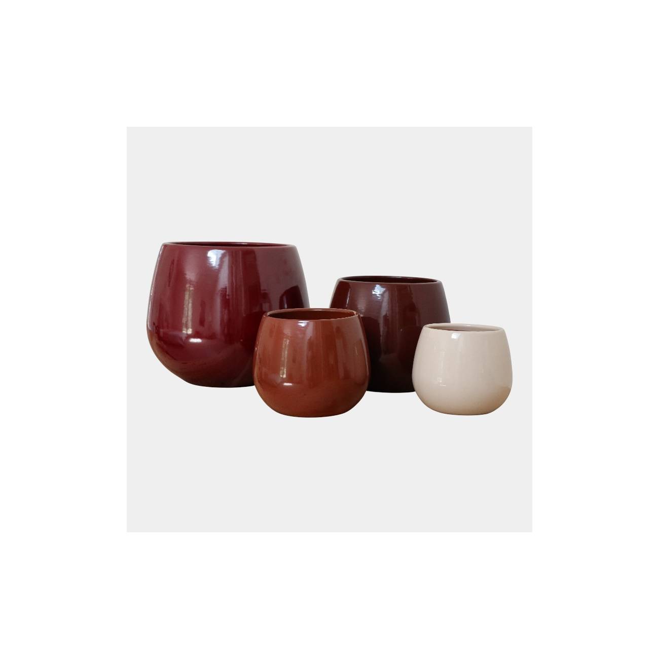Pot en terre cuite rond et large en forme de U Cancale Chocolats & Cerise noire