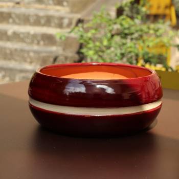 Pot bas et large forme de coupe ou vasque ronde Mélilo Cerise noire