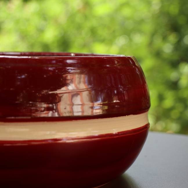 Pot bas et large forme de coupe ou vasque ronde Mélilo Cerise noire