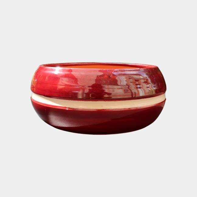 Pot bas et large forme de coupe ou vasque ronde Mélilo Cerise noire