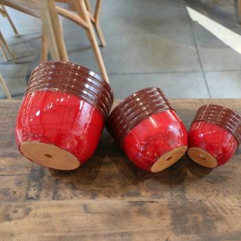 Pot haut en forme de U large rebord strié Massaya Chaï Latté