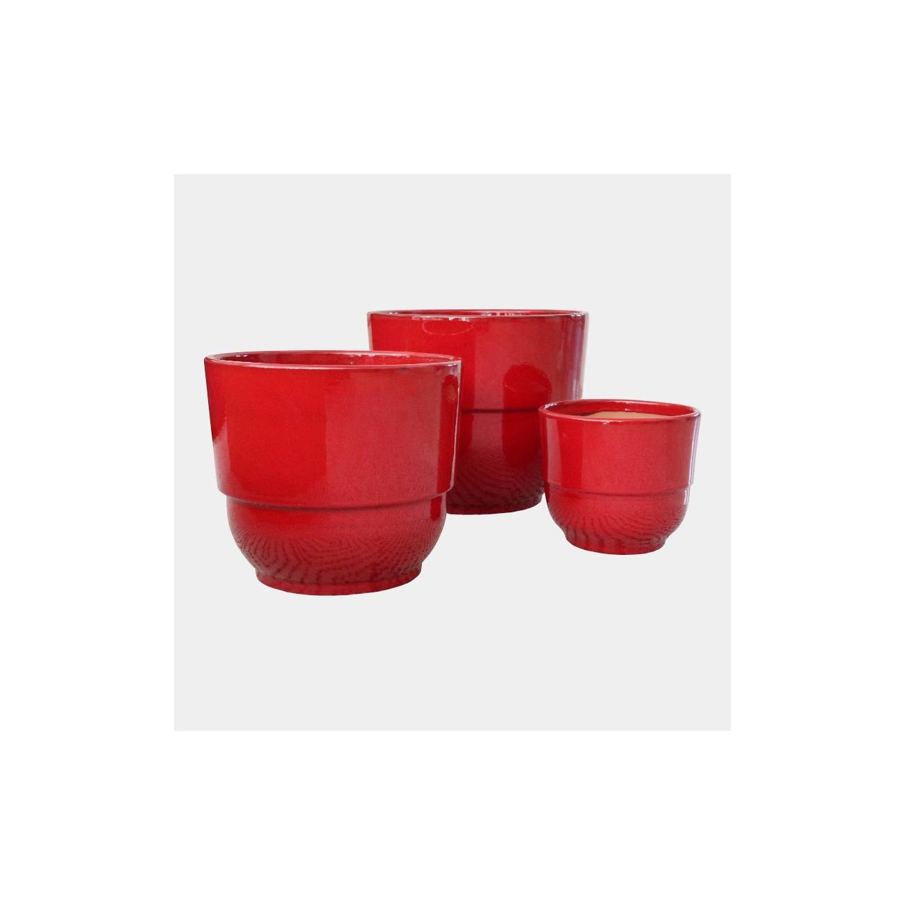 Vase Plateforme à large Rebord Rouge Coquelicot