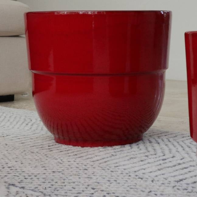 Vase Plateforme à large Rebord Rouge Coquelicot