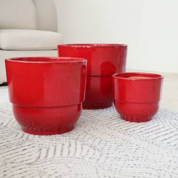 Vase Plateforme à large Rebord Rouge Coquelicot