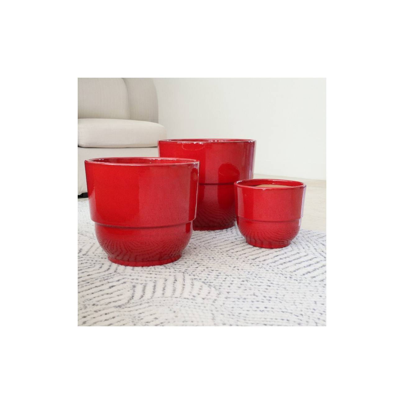 Vase Plateforme à large Rebord Rouge Coquelicot