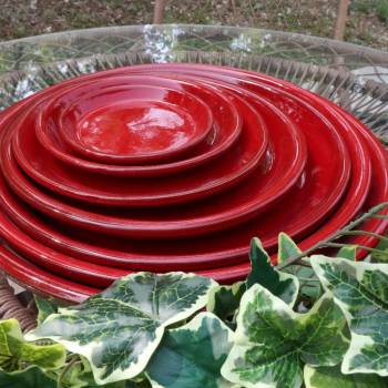 Vase Plateforme à large Rebord Rouge Coquelicot