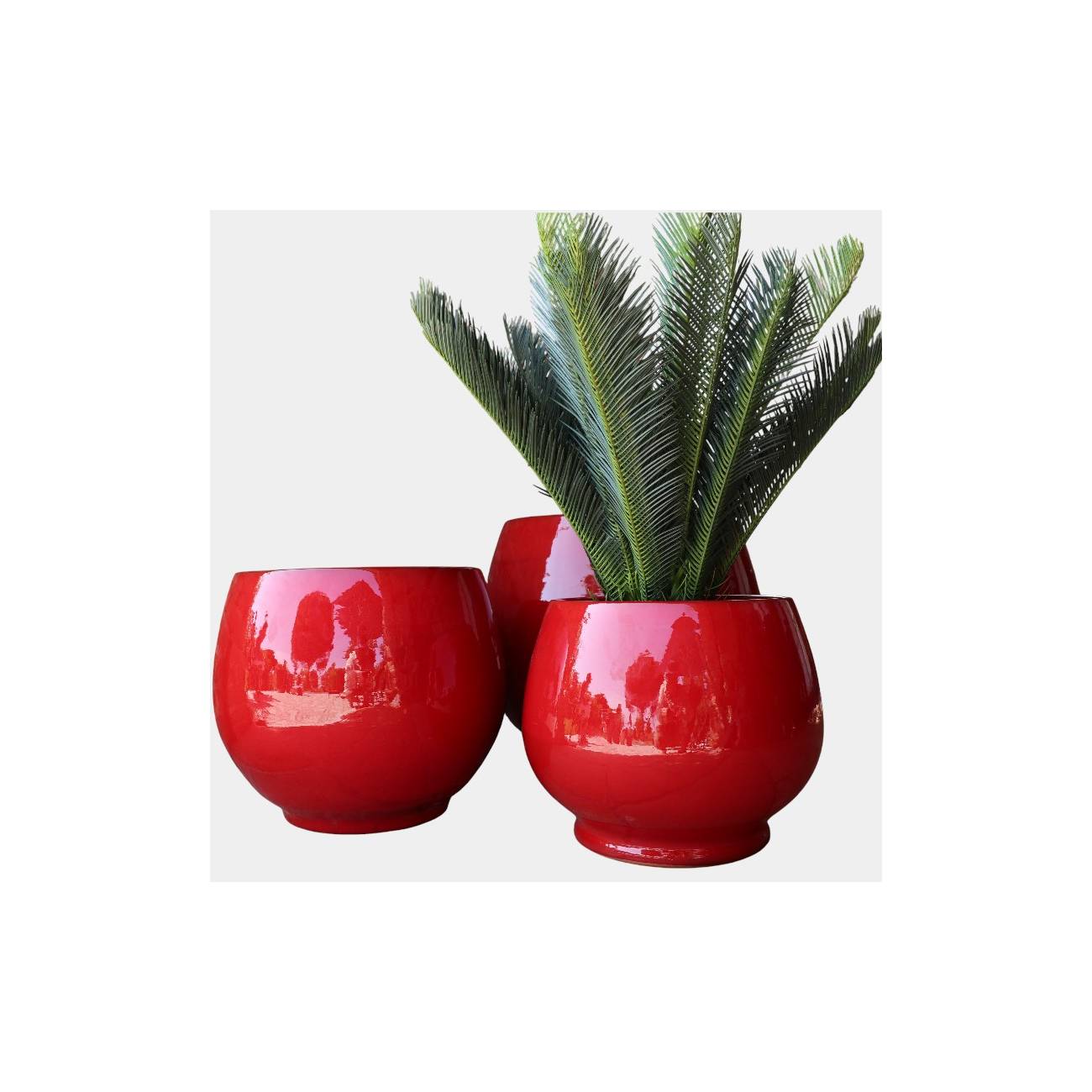 Pot rond large et profond sur plateforme Bahia Rouge Coquelicot Pot rond large et profond sur plateforme Bahia Rouge Coquelicot