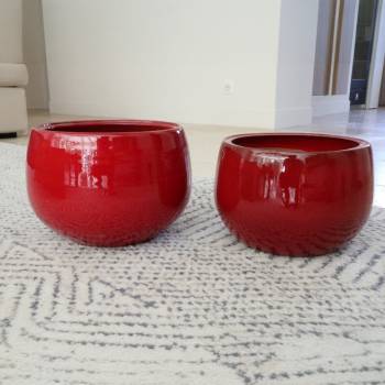 Pot rond à double rebord Le Liseré rouge Coquelicot