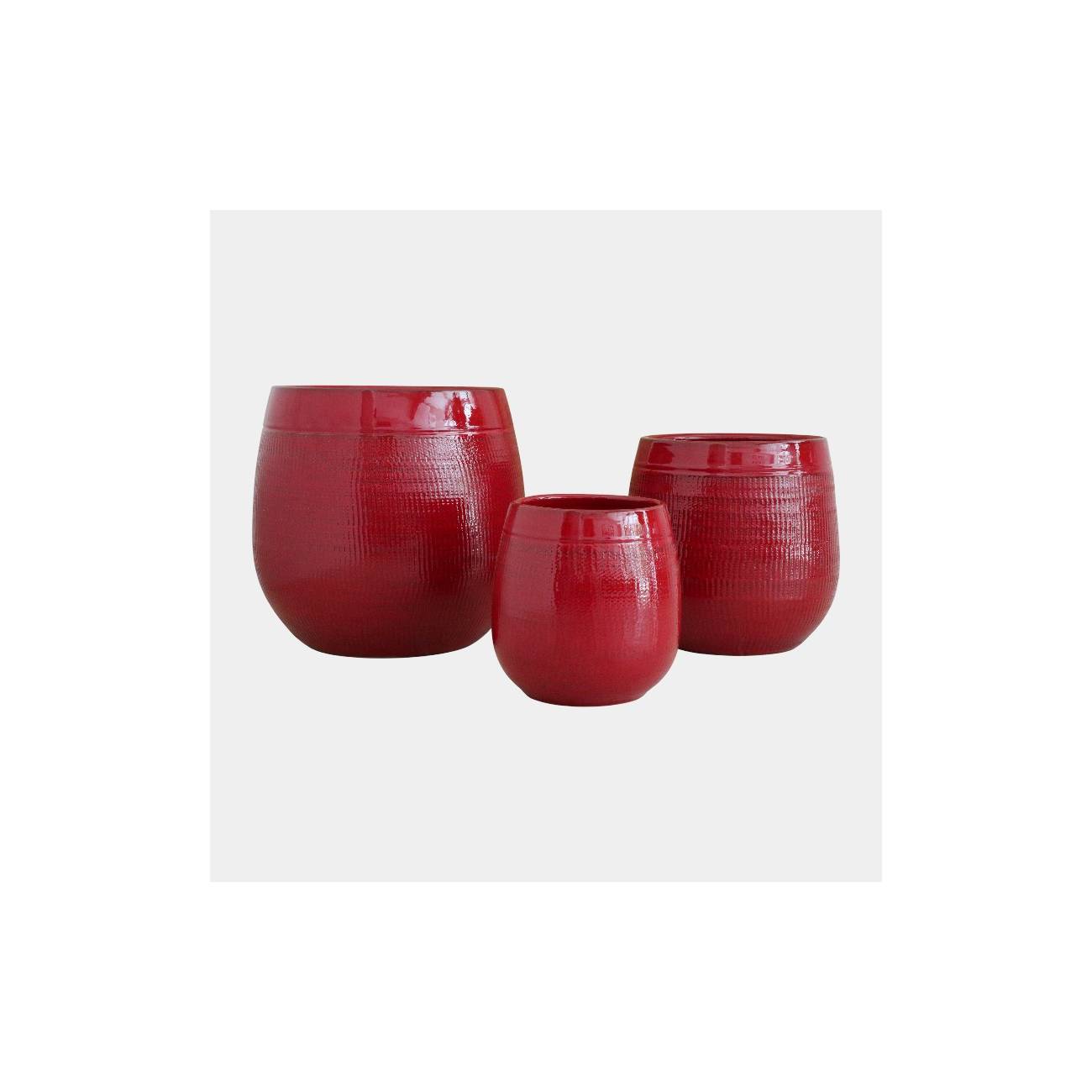Pot haut forme ovale motif toile de jute Inca Rouge Coquelicot Pot haut forme ovale motif toile de jute Inca Rouge Coquelicot