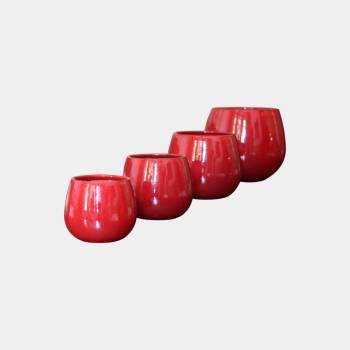 Pot en terre cuite rond et large en forme de U Cancale Rouge Coquelicot